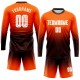 Custom Orange White-Brown Sublimation Long Sleeve Fade Fashion Soccer Uniform Jersey