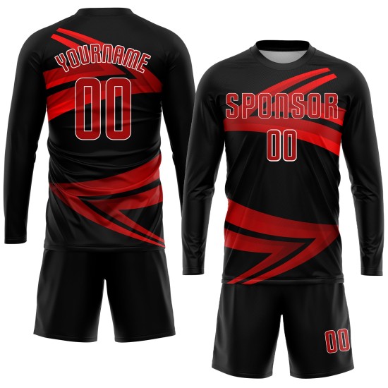 Custom Black Red-White Sublimation Soccer Uniform Jersey