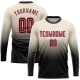 Custom Cream Crimson-Black Sublimation Long Sleeve Fade Fashion Soccer Uniform Jersey