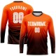 Custom Orange White-Brown Sublimation Long Sleeve Fade Fashion Soccer Uniform Jersey