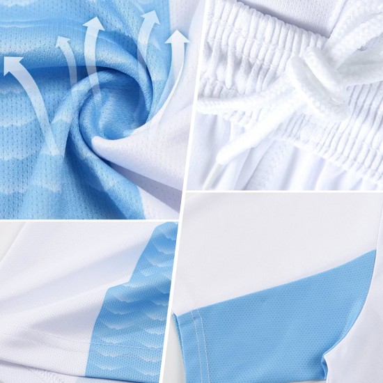 Custom Royal White Geometric Shapes Sublimation Soccer Uniform Jersey