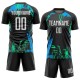 Custom Black White-Light Blue Sublimation Soccer Uniform Jersey