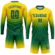 Custom Gold Kelly Green Sublimation Long Sleeve Fade Fashion Soccer Uniform Jersey